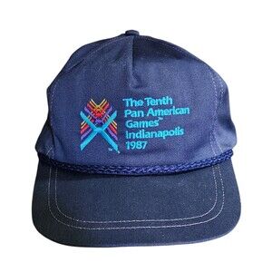 Vintage Hat Cap The Tenth Pan American Games Indianapolis 1987 Blue Strap Back